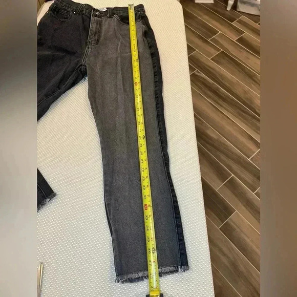 ✨Simple Society size 11 cut hem Black and grey high-waisted straight-leg jeans - Picture 8 of 11